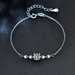 925 Sterling Silver Heart-Shaped Bull Head Moissanite Bracelet