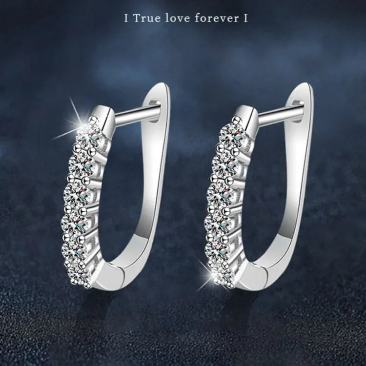925 Sterling Silver U-Shaped Moissanite Single-Row Stud Earrings