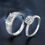 925 Sterling Silver Moissanite Small Sugar Cube Couple Ring