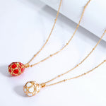 S925 Sterling Silver Plated 9K Gold Dripping Pattern White Zirconium Egg Necklace