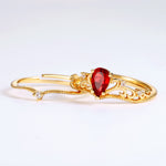 S925 Sterling Silver Gold-Plated Garnet Crown Zircon Ring
