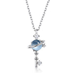 S925 Sterling Silver Sky Blue Topaz Planet Zircon Necklace