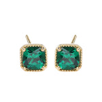 925 Sterling Silver Emerald and Zircon Stud Earrings