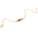 S925 Sterling Silver Gold-Plated Natural Garnet Flower Zirconia Bracelet