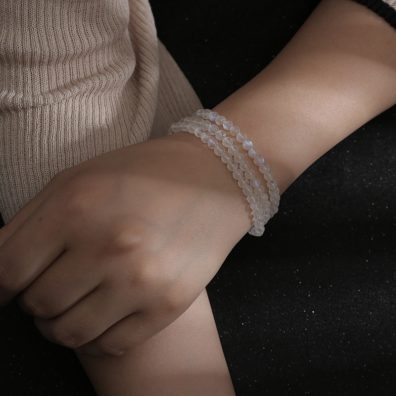 Natural Moonstone Three-Wrap Bracelet