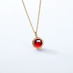 S925 Sterling Silver Gold-Plated Natural Garnet Pendant Necklace