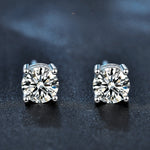 Four-claw Moissanite 925 sterling silver earrings