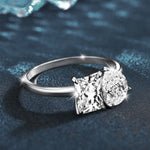 S925 Sterling Silver Moissanite Two Stone Ring
