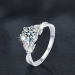 S925 Sterling Silver Floral Moissanite Ring