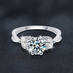 S925 Sterling Silver Floral Moissanite Ring