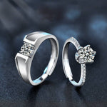 S925 Sterling Silver "Always By Your Side" Moissanite Couple Ring