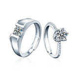 S925 Sterling Silver "Always By Your Side" Moissanite Couple Ring