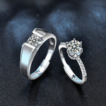 S925 Sterling Silver "Always By Your Side" Moissanite Couple Ring