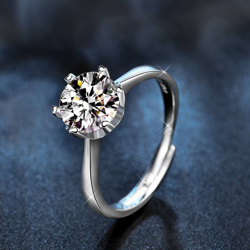 S925 Sterling Silver Classic Six Prong Moissanite Ring