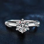 S925 Sterling Silver Six Prong Moissanite Engagement Ring