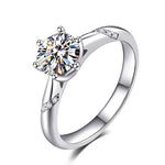 S925 Sterling Silver Six Prong Moissanite Engagement Ring