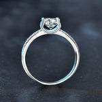 S925 Sterling Silver Center Moissanite with Double Row Diamond Accent Halo Vow Ring