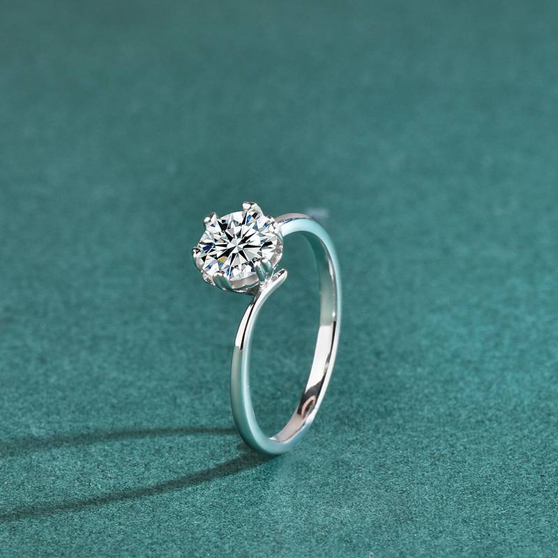 S925 Sterling Silver Snowflake Irregular Moissanite Engagement Ring