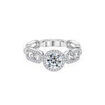 S925 Sterling Silver Plum Blossom Moissanite Diamond Accent Ring