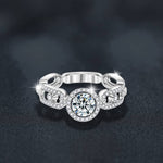 S925 Sterling Silver Plum Blossom Moissanite Diamond Accent Ring