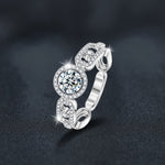 S925 Sterling Silver Plum Blossom Moissanite Diamond Accent Ring