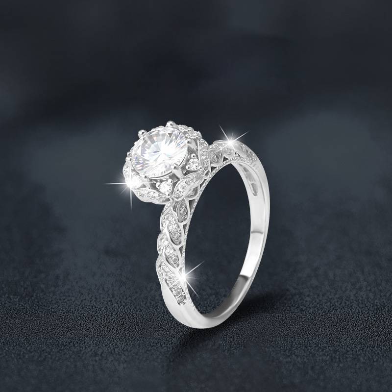 S925 Sterling Silver "Snow Queen" Moissanite Ring