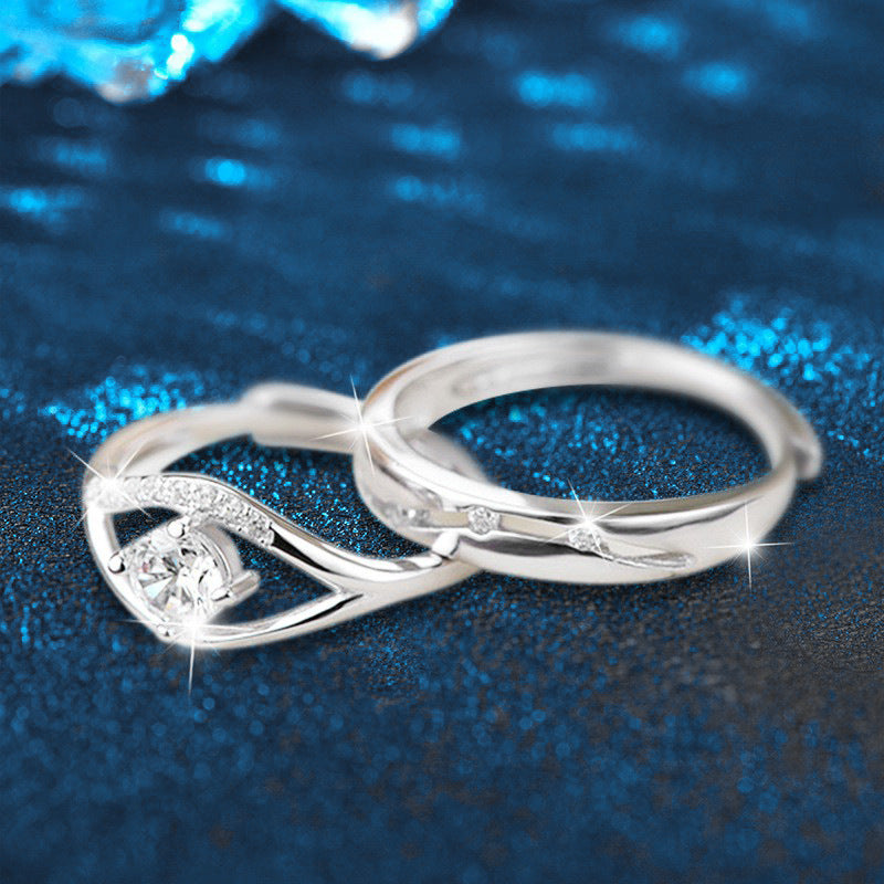 S925 Sterling Silver Moissanite Fated Love Couple Ring