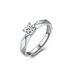 S925 Sterling Silver Diamond Rhombus Couple Ring