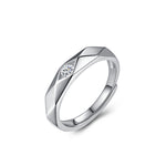 S925 Sterling Silver Diamond Rhombus Couple Ring