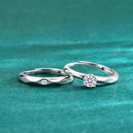 S925 Sterling Silver Diamond Rhombus Couple Ring