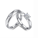 S925 Sterling Silver Diamond Rhombus Couple Ring