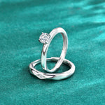 S925 Sterling Silver Diamond Rhombus Couple Ring