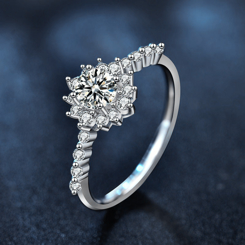 S925 Sterling Silver "Starry Night" Moissanite Engagement Ring