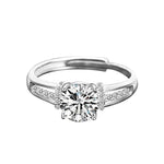 S925 Sterling Silver Four Prong Openwork Moissanite Engagement Ring