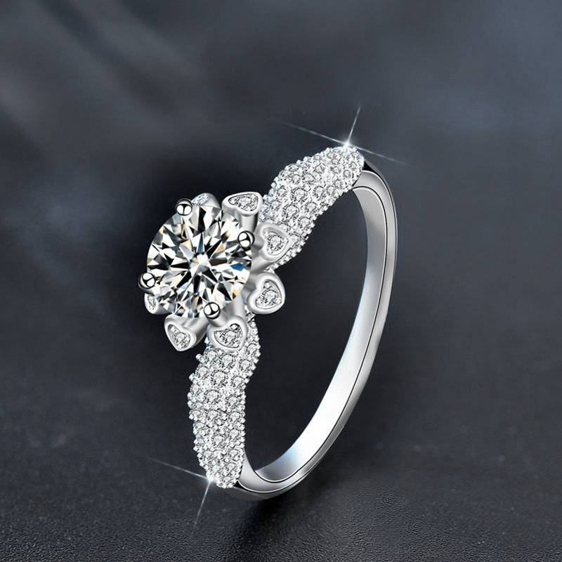 S925 Sterling Silver Bridal Bouquet Moissanite Engagement Ring