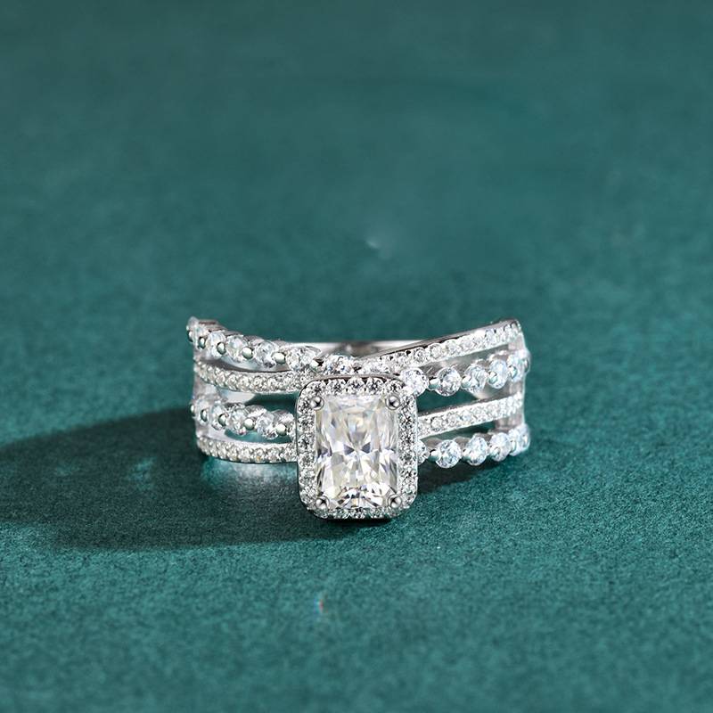 S925 Sterling Silver Star Ring Light Exquisite Moissanite Ring