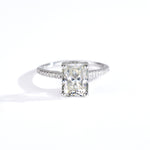 S925 Sterling Silver Large Rectangle Moissanite Statement Ring