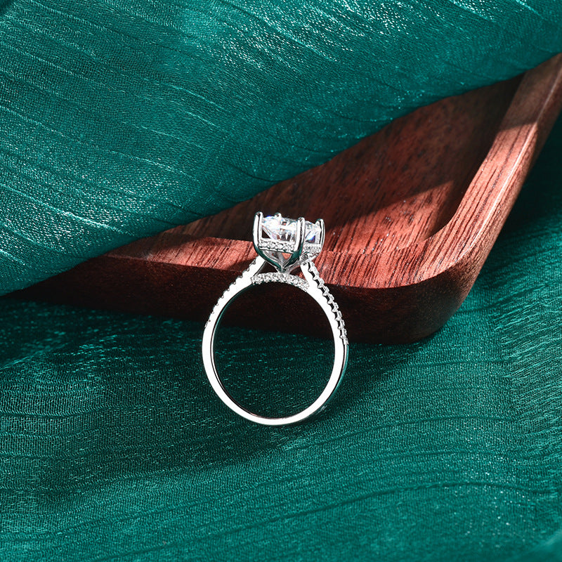 S925 Sterling Silver Large Rectangle Moissanite Statement Ring