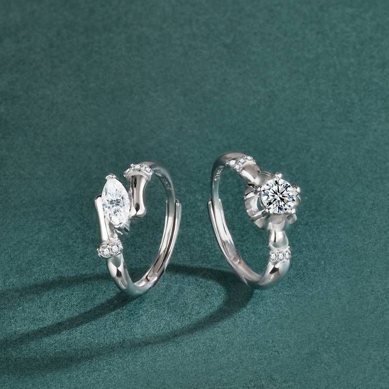 S925 Sterling Silver Moissanite First Love Forever Couple Ring
