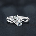 S925 Sterling Silver Star Dust Double Ring