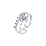 S925 Sterling Silver Moissanite Heart-Shaped Double-Layer Ring