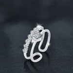 S925 Sterling Silver Moissanite Heart-Shaped Double-Layer Ring