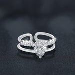 S925 Sterling Silver Moissanite Heart-Shaped Double-Layer Ring