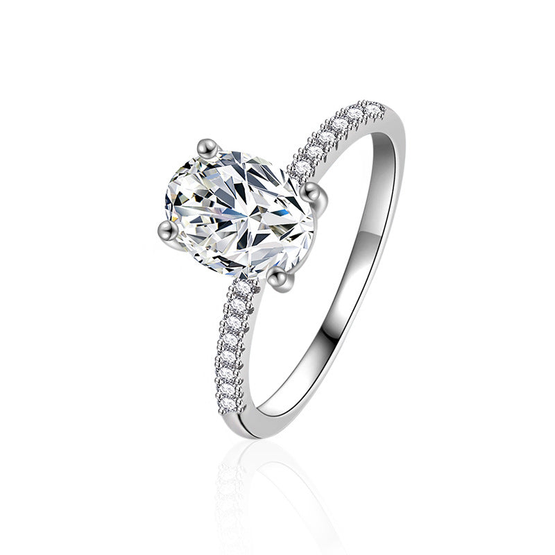 S925 Sterling Silver Oval Moissanite Ring