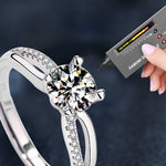 S925 Sterling Silver Moissanite Hollow Ring
