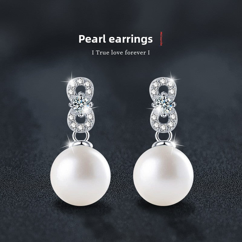 Elegant and sophisticated S925 sterling silver moissanite pearl stud earrings