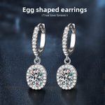 925 Sterling Silver Oval Moissanite Earrings