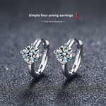 Moissanite minimalist classic four-prong earrings, versatile style