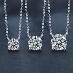 S925 Sterling Silver Moissanite Simple and Light Luxury Classic Four-Prong Necklace