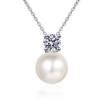 S925 Sterling Silver Moissanite Pearl Necklace